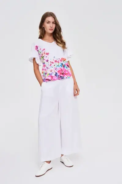 Marisse White Floral Print Blouse