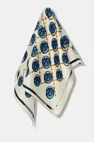 Hedvábný šátek Tory Burch Stamped T Monogram dámský, béžová barva, 178248.100