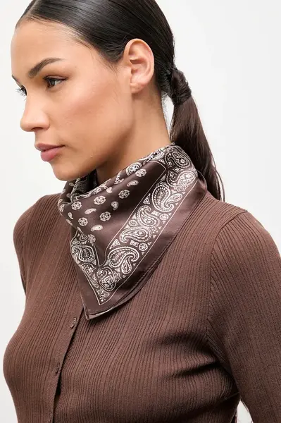 Hedvábný šátek Answear.LAB dámský, hnědá barva