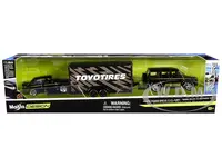 Mercedes-Benz G-Class Black with Gold Stripes and 1988 BMW 3 Series M3 Black with Gold Stripes with Enclosed Car Trailer "Toyo Tires" "Team Haulers"