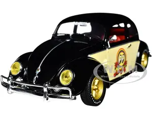 1952 Volkswagen Beetle Deluxe Model Black with Cream Sides and Red Interior "MoonEyes" Limited Edition to 5250 pieces Worldwide 1/24 Diecast Model Ca