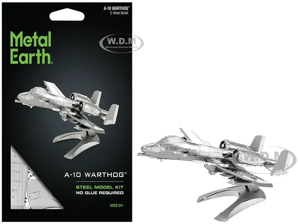 Model Kit Fairchild Republic A-10 Thunderbolt II "Warthog" Attack Aircraft (Moderate Difficulty) Steel Model by Metal Earth