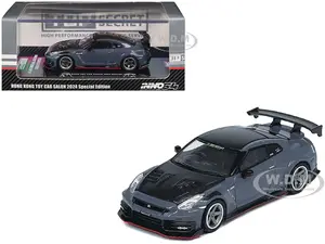 2024 Nissan GT-R (R35) Nismo "Top Secret" RHD (Right Hand Drive) Gray with Carbon Hood and Top "Hong Kong Toy Car Salon 2024 Special Edition" 1/64 Di
