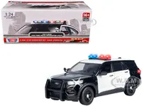 2022 Ford Police Interceptor Utility Black and White "Builders Kit" with Flashing Light Bar and Front and Rear Lights and Sounds 1/24 Diecast Model C