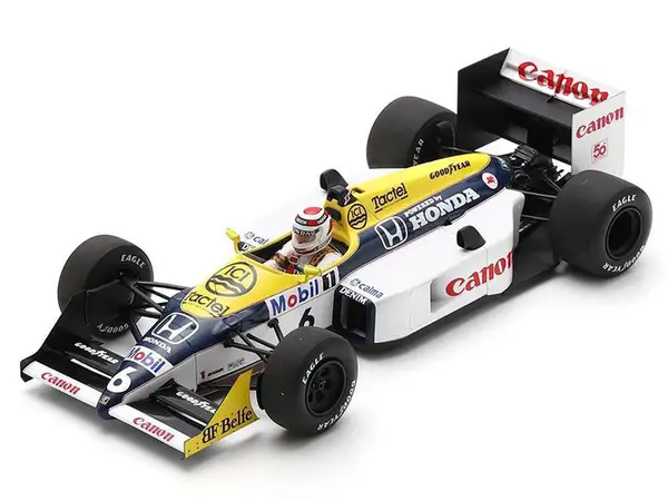 Williams FW11B 6 Nelson Piquet "Williams-Honda" Winner Formula One F1 "Italian GP" (1987) and Acrylic Display Case 1/18 Model Car by Spark