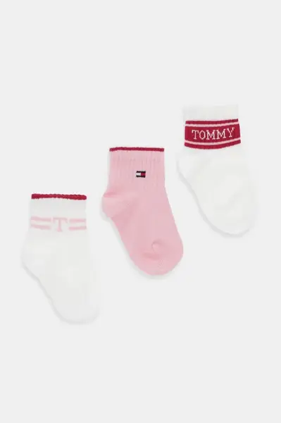 Dětské ponožky Tommy Hilfiger 3-pack růžová barva, 701236341