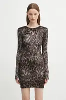 Velurové šaty Fiorucci Banimalier Print Velour Padded Mini hnědá barva, mini, přiléhavé, W02FPDMN011VR01BR01