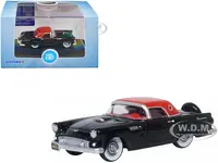 1956 Ford Thunderbird Raven Black with Fiesta Red Top 1/87 (HO) Scale Diecast Model Car by Oxford Diecast