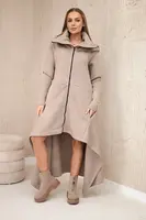 Insulated dress with longer sides in dark beige color