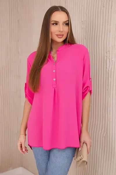 Blouse with a longer back pink