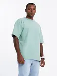 Ombre Men's LOOSE FIT cotton t-shirt with round neckline - mint