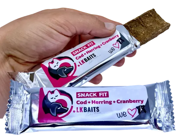 LK Baits Pet SNACK FIT, Treska-Herring-Brusinka, 20g