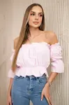 Blouse over the shoulder powder pink