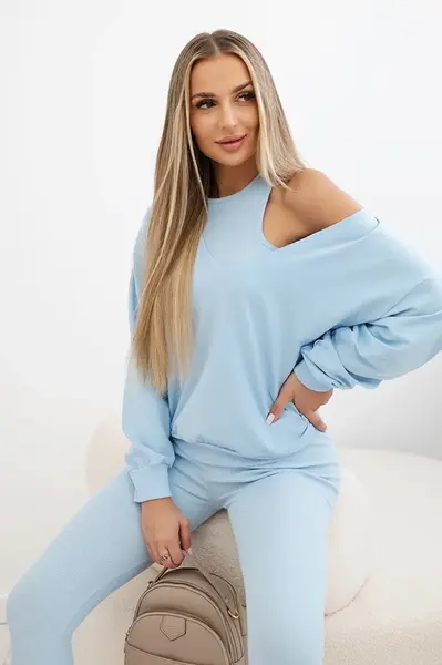 3-piece set sweatshirt + top + leggings blue