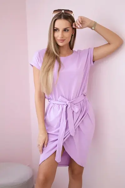 Tied dress with a clutch bottom in purple color