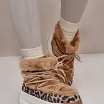 BIG STAR SHOES Kožené Dámske Snehule Na Hrubej Podošve S Kožušinou Panther Big Star