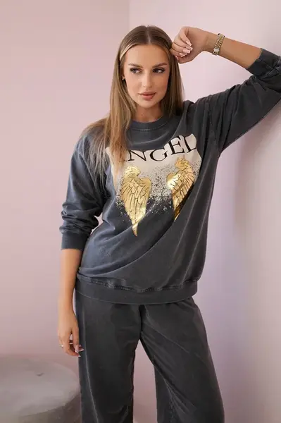 Kesi Włoski Bavlnená súprava Angel mikinové + nohavice Grafit