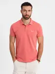 Ombre Cotton pique knit polo shirt - coral