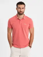 Ombre Cotton pique knit polo shirt - coral