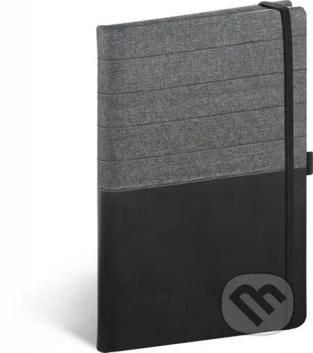 Notes Skiver - černošedý (linkovaný s gumičkou na uzavření)