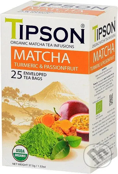 TIPSON BIO Matcha Turmeric & Passion Fruit 25x1,5g,TIPSON BIO Matcha Turmeric & Passion Fruit 25x1,5g
