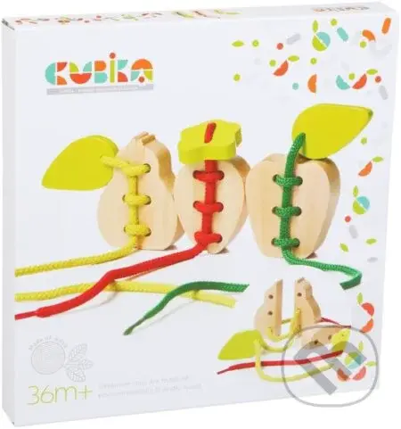 Provlékačka ovoce (sada 3 dřevěných šněrovacích hraček - 6 dřevěných prvků, 3 tkaničky) - hra z kategorie Stavebnice