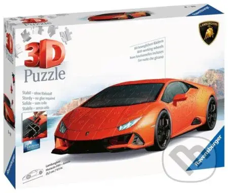 3D Lamborghini Huracán Evo oranžové - puzzle z kategorie 3D puzzle