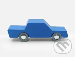 Modré drevené autíčko Tam a späť k autodráhe waytoplay