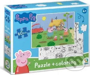Oboustranné puzzle Prasátko Peppa Na chalupě (60 dílků) - puzzle z kategorie 15 - 60 dílků