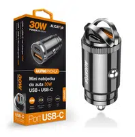 Nabíječka do auta Aligator Power Delivery 30W, USB-C+USB-A, černá