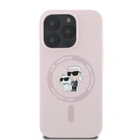 Zadní kryt Karl Lagerfeld Liquid Silicone Karl and Choupette MagSafe pro Apple iPhone 16 Pro, růžová