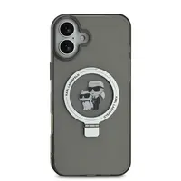 Zadní kryt Karl Lagerfeld Ringstand Karl and Choupette MagSafe pro Apple iPhone 16 Plus, černá