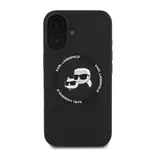 Zadní kryt Karl Lagerfeld Liquid Silicone K&CH Heads MagSafe pro Apple iPhone 16, black