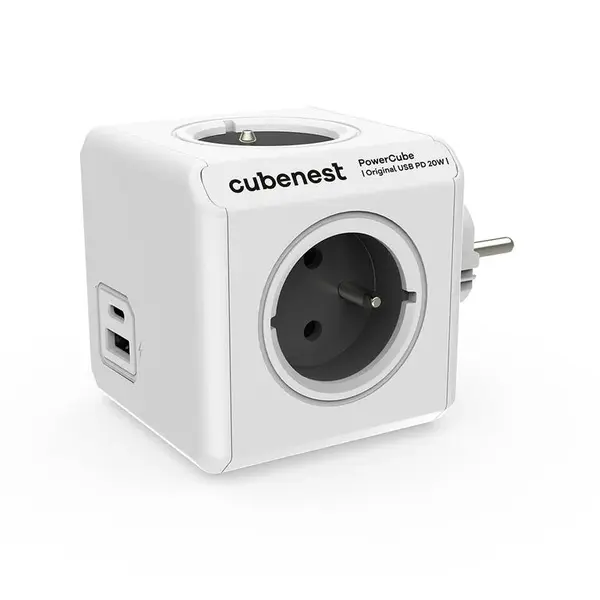 Rozbočovač PowerCube Original USB A+C PD 20 W, šedá