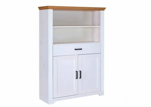 Kombinovaná komoda z masivu malcolm - bílá/dub