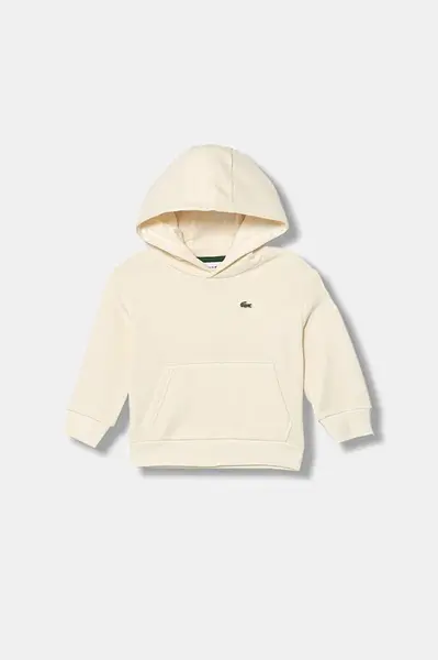 Dětská mikina Lacoste černá barva, s kapucí, hladká, SJ5292