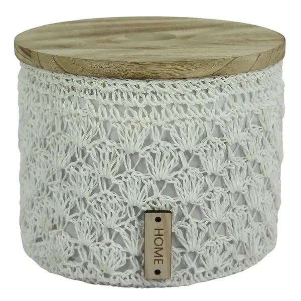 Háčkovaný okrúhly košík L Ø26,5 cm v22 cm