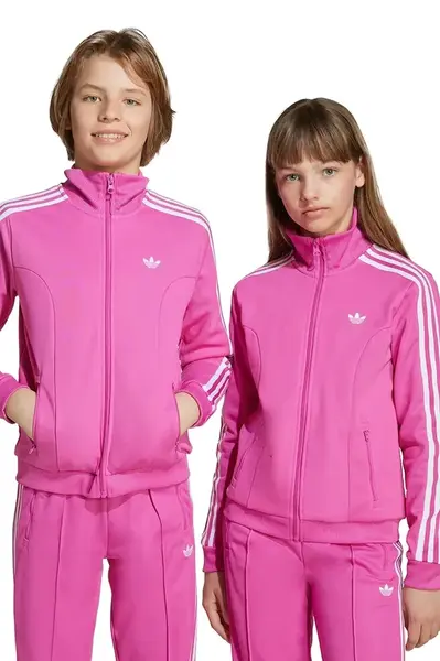 Dětská mikina adidas Originals růžová barva, hladká, JW2847