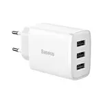Baseus Compact 3xUSB 17W bílá