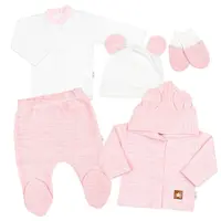 Baby Nellys Pletená sada oblečení pro miminko, Star 5D - růžová vel.  68