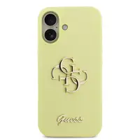 Zadní kryt Guess Liquid Silicone 4G Metal Logo pro Apple iPhone 17, žlutá