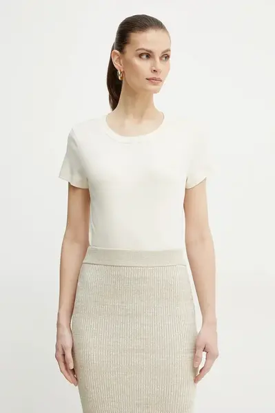 Bavlněné tričko Marella LANGUE béžová barva, 2513971025200