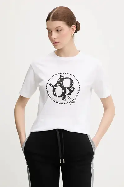 Bavlněné tričko Joop! dámské, bílá barva, 30100822