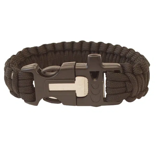 Yate HIGHLANDER Paracord Náramek černá Křesadlo, píšťalka