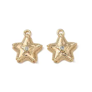 Brass Micro Pave Clear Cubic Zirconia Charms