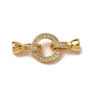 Ring Brass Micro Pave Clear Cubic Zirconia Fold Over Clasps