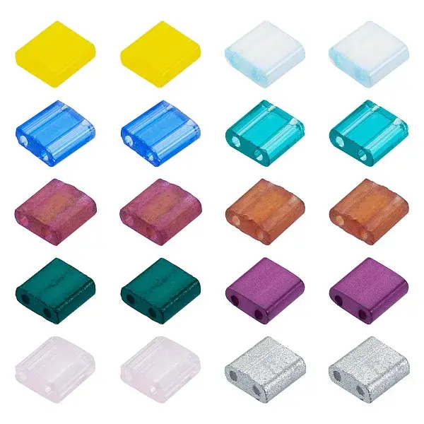 200Pcs 10 Styles 2-Hole Mixed Styles Glass Seed Beads