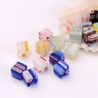 Handmade Millefiori Glass Cube Beads