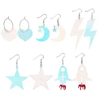 5 Pairs 5 Styles Rainbow Color Acrylic Dangle Earrings with Iron Pins