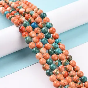 Synthetic Ocean White Jade Round Bead Strands
